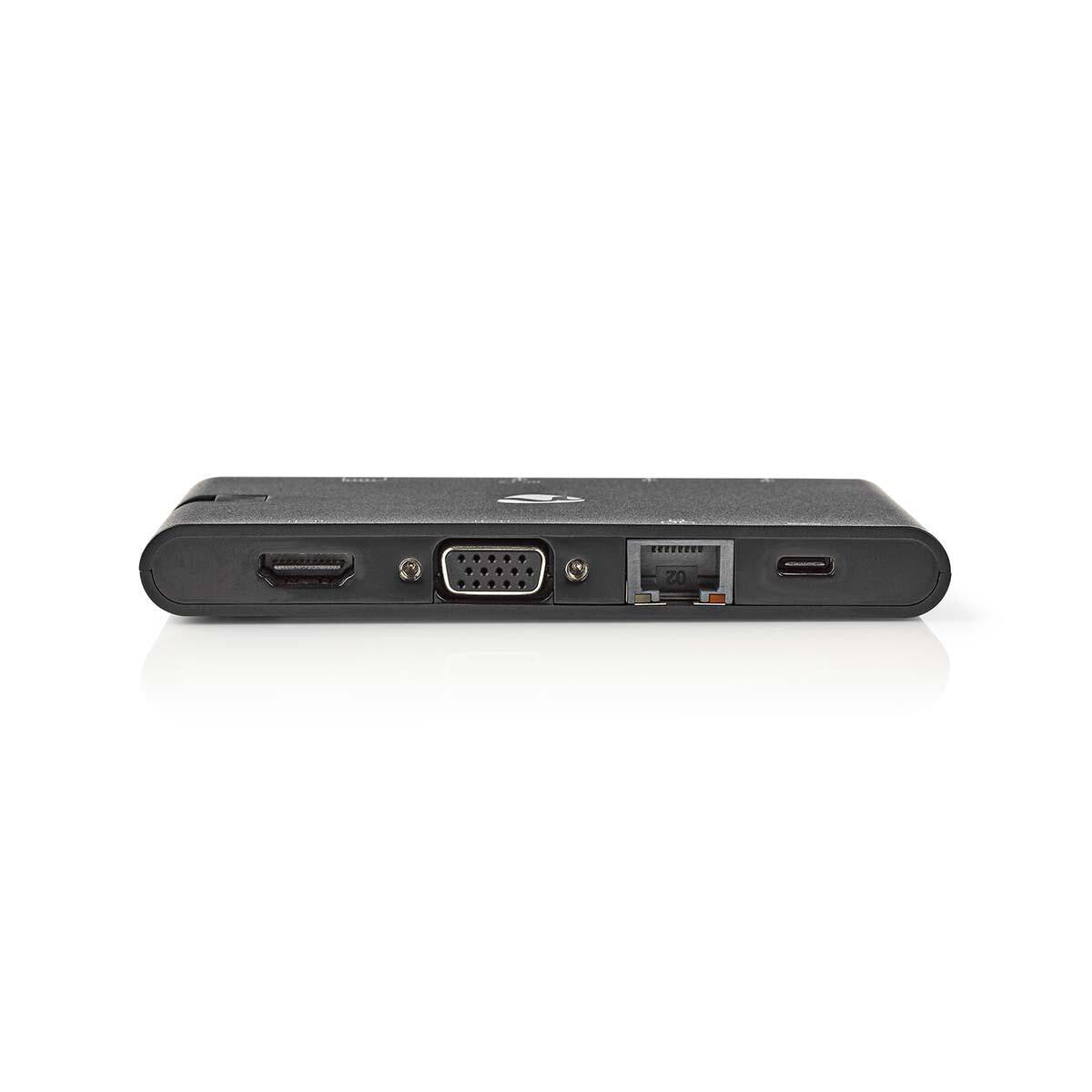 Nedis TCARFD200BK dockningsstationer för bärbara datorer USB 3.2 Gen 1 (3.1 Gen 1) Type-C Svart