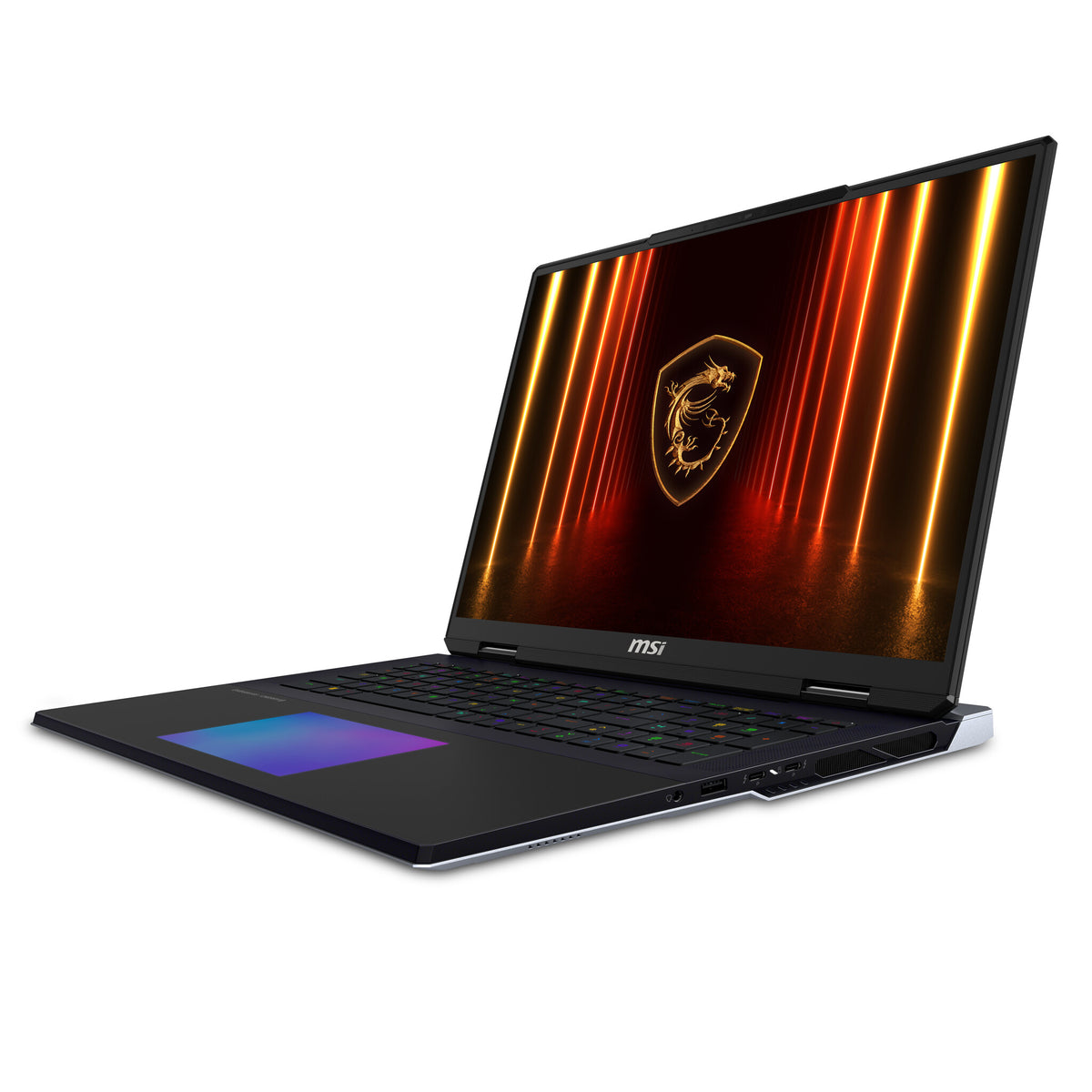 MSI Titan 18 HX AI A2XWJG-656 Intel Core Ultra 9 285HX Bärbar dator 45,7 cm (18") UHD+ 64 GB DDR5-SDRAM 6 TB SSD NVIDIA GeForce RTX 5090 Wi-Fi 7 (802.11be) Windows 11 Pro Svart