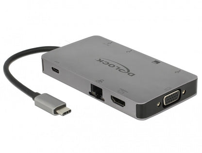DeLOCK 87735 dockningsstationer för bärbara datorer Kabel USB 3.2 Gen 1 (3.1 Gen 1) Type-C Grå