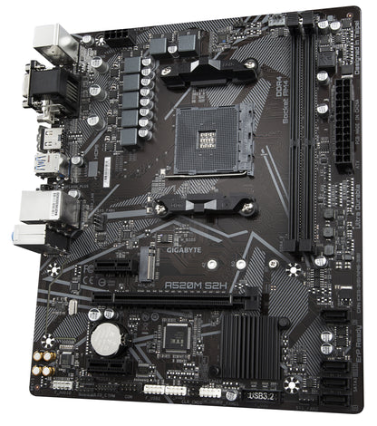 GIGABYTE A520M S2H moderkort AMD A520 Uttag AM4 micro ATX