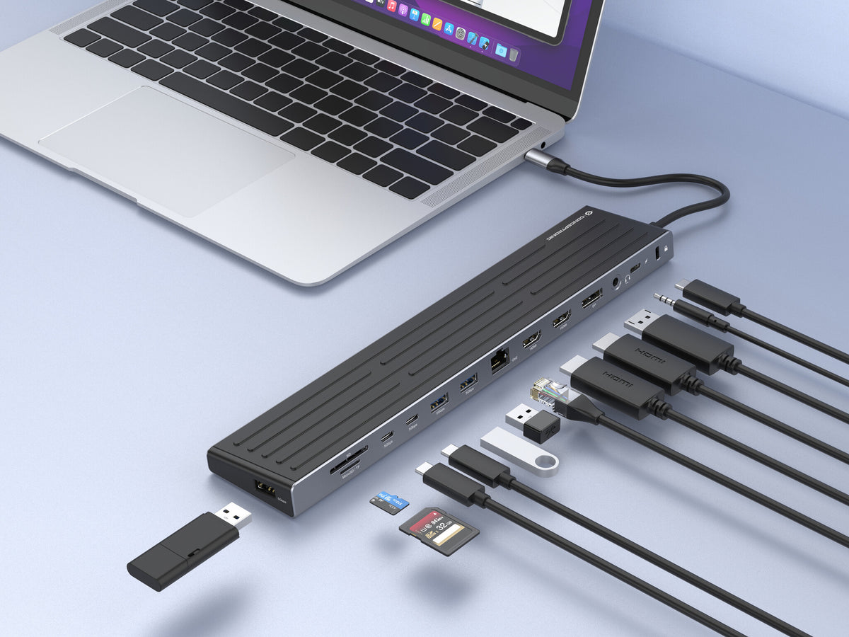 Conceptronic DONN32B dockningsstationer för bärbara datorer Kabel USB 3.2 Gen 1 (3.1 Gen 1) Type-C Grå, Silver