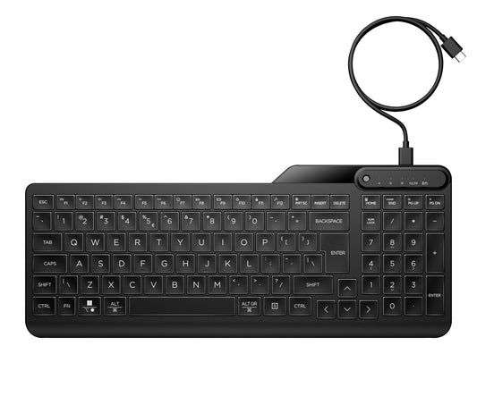 HP 405 bakgrundsbelyst och trådat tangentbord för flera enheter