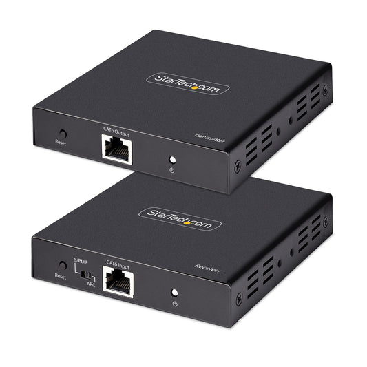 StarTech.com 4K HDMI-förlängare över CAT5/CAT6-kabel, 4K 60 Hz HDR-videoförlängare upp till 70 meter, HDMI över Ethernet-kabel, S/PDIF-ljudutgång, HDMI-sändare och -mottagare