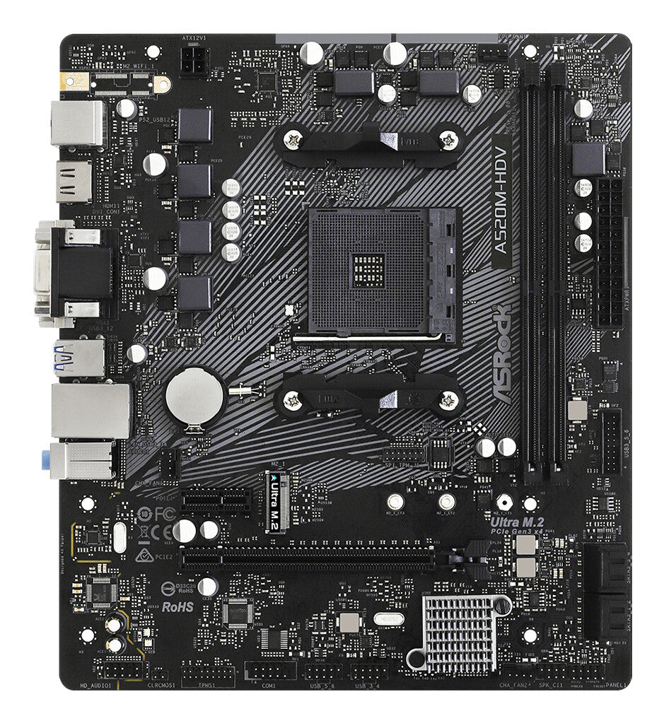 Asrock A520M-HDV Uttag AM4 micro ATX