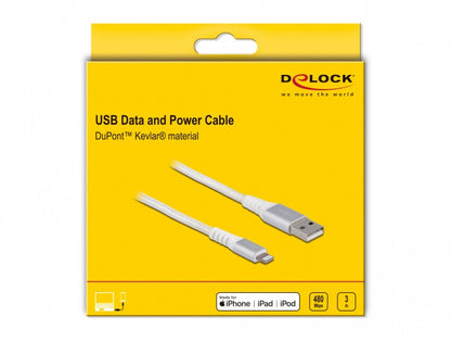 DeLOCK 83003 mobiltelefonkablar Silver, Vit 3 m USB A Lightning