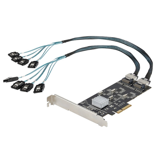 StarTech.com 8-ports SATA PCIe-kort - PCI Express 6 Gbps SATA Expansion-kortadapter med 4 värdkontroller - SATA PCIe-kontrollerkort - PCI-e x4 Gen 2 till SATA III - SATA HDD/SSD