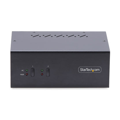 StarTech.com DisplayPort KVM-switch med två portar för dubbla bildskärmar, 4K 60 Hz, 2x USB 5 Gbps-hubbportar, 2x USB 2.0 HID-portar, växling med genvägskommando och tryckknapp, TAA-kompatibel - ESD-skydd på nivå 3