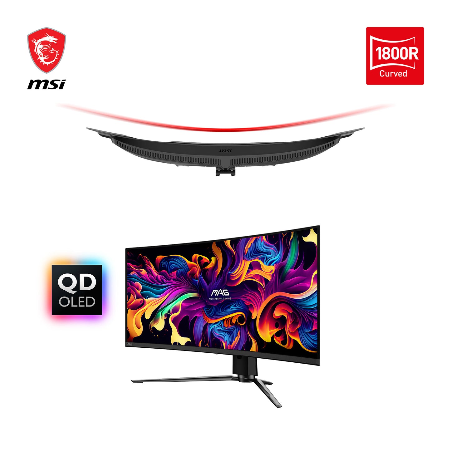MSI MAG 341CQPDE QD-OLED platta pc-skärmar 86,4 cm (34") 3440 x 1440 pixlar UltraWide Quad HD Svart