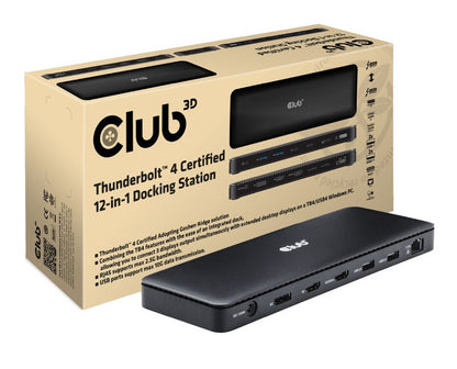 CLUB3D Thunderbolt 4 Certified 11-in-1 mobildockningsstationer Universal Svart