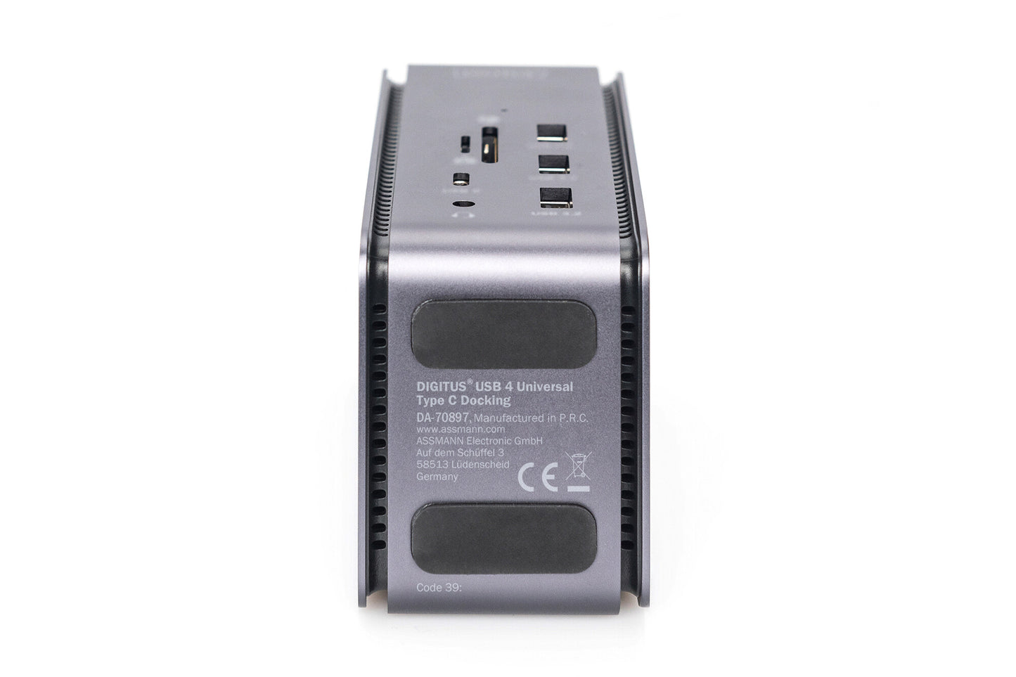 Digitus DA-70897 dockningsstationer för bärbara datorer Kabel USB 3.2 Gen 1 (3.1 Gen 1) Type-C Svart, Grå