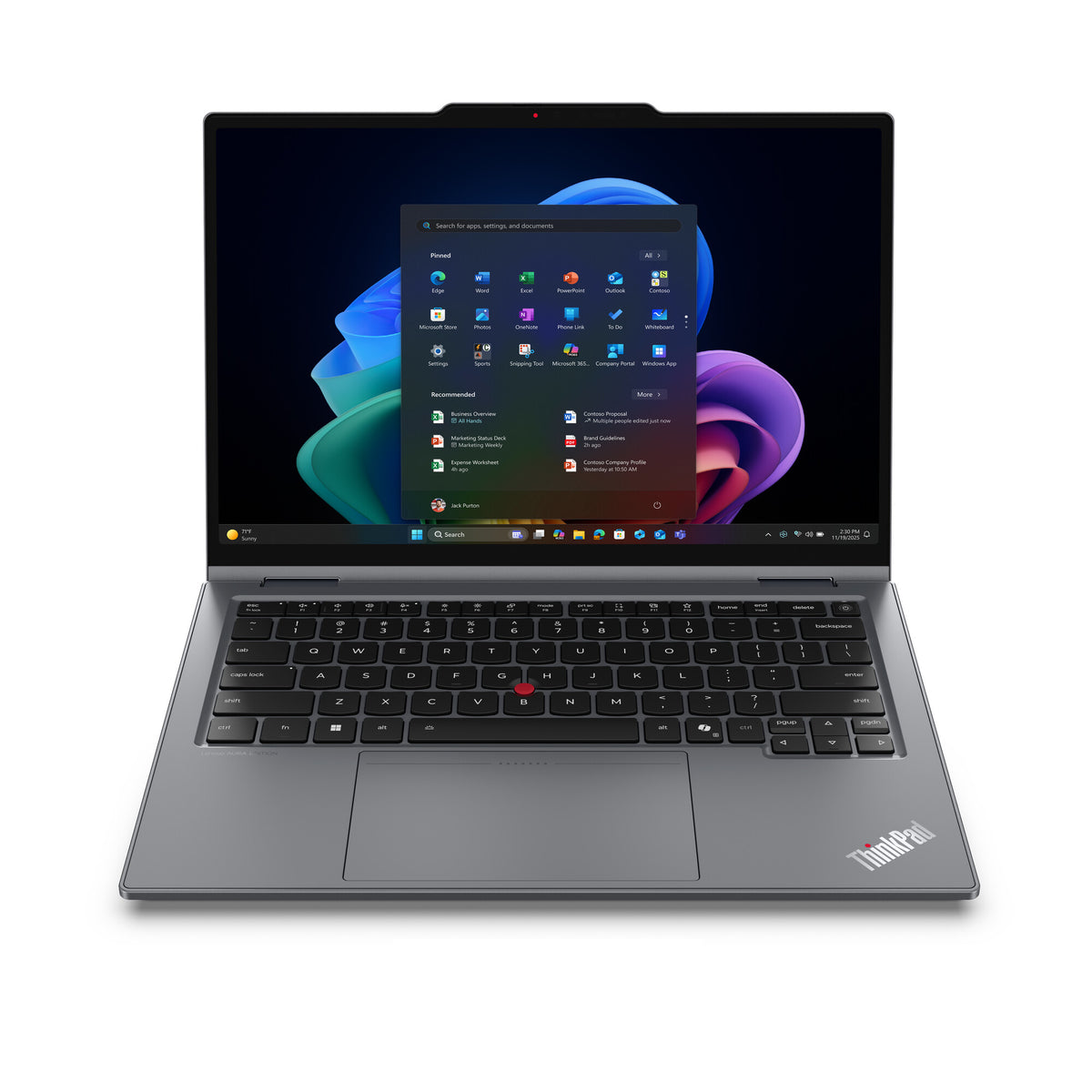 Lenovo ThinkPad X1 2-in-1 Gen 11 Aura Edition Copilot+ PC Intel Core Ultra X7 368H Hybrid (2-i-1) 35,6 cm (14") Pekskärm 2.8K 64 GB LPDDR5x-SDRAM 1 TB SSD Wi-Fi 7 (802.11be) Windows 11 Pro Nordic Grå