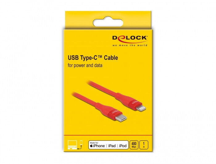 DeLOCK 86634 mobiltelefonkablar Röd 1 m USB C Lightning