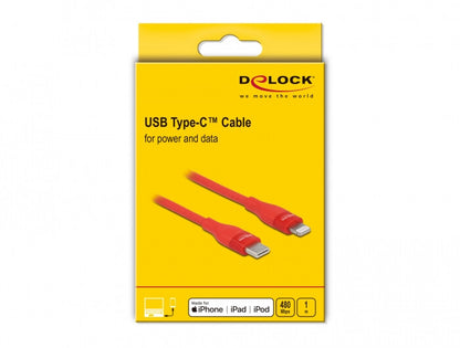 DeLOCK 86634 mobiltelefonkablar Röd 1 m USB C Lightning