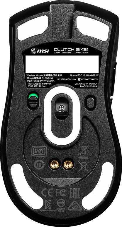 MSI CLUTCH GM31 LIGHTWEIGHT WIRELESS datormöss Spela högerhand RF Trådlös Optisk 12000 DPI