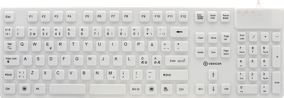 Voxicon DK-S60W-W tangentbord Industriell USB QWERTY Nordic Vit
