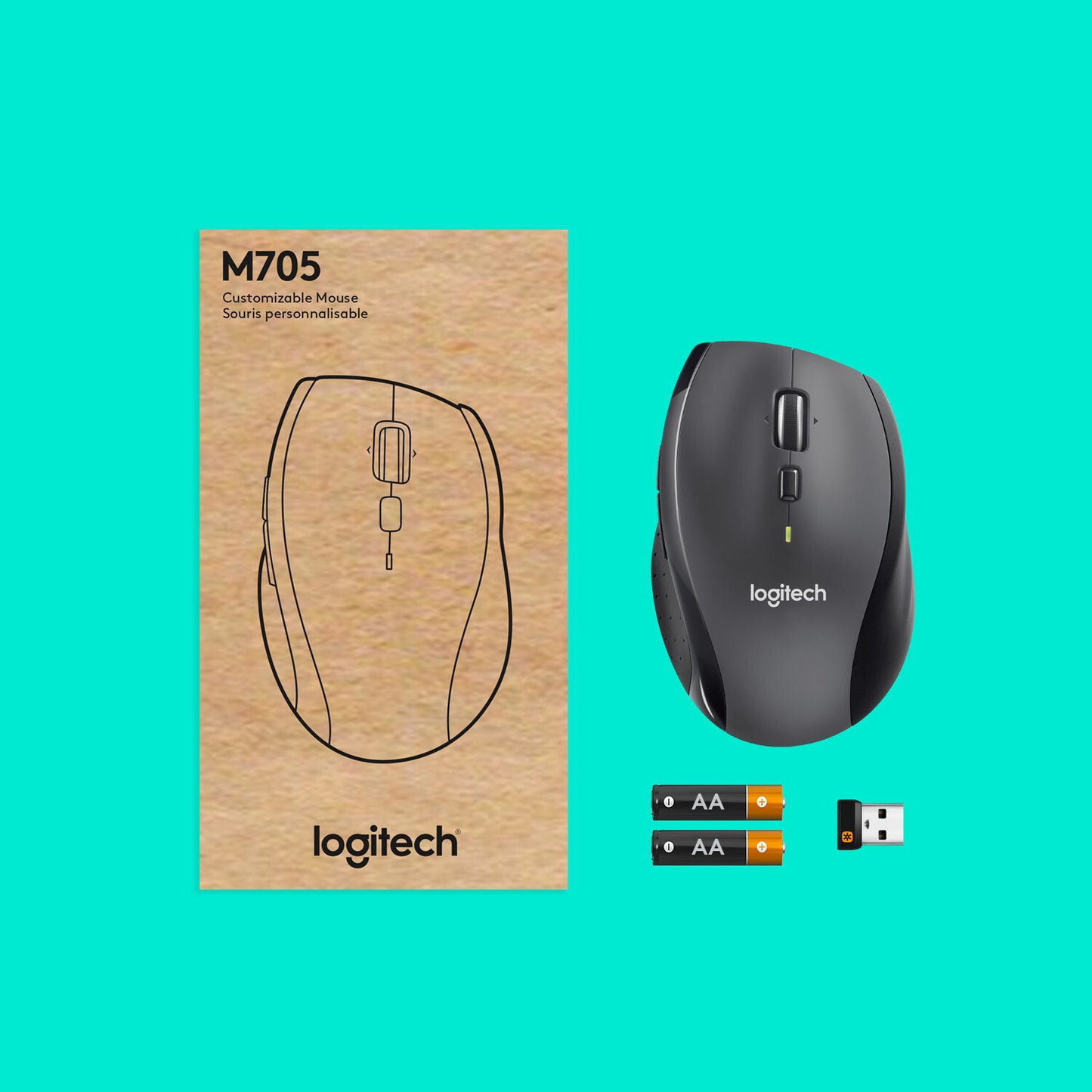 Logitech Customizable Mouse M705 datormöss Kontor högerhand RF Trådlös Optisk 1000 DPI