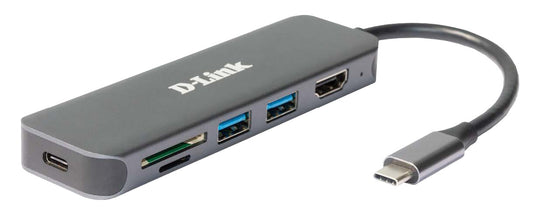 D-Link DUB-2327 dockningsstationer för bärbara datorer Kabel USB Type-C Grå