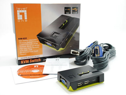 LevelOne KVM-0222 KVM-switchar Svart, Grön