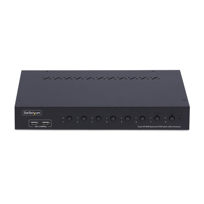 StarTech.com 8-portars DisplayPort KVM-switch med 1U-rackfästessats, 4K 60 Hz DP 1.2, tryckknapps- och snabbtangentväxling, 4-portars USB-hubb, OS-oberoende, TAA-kompatibel