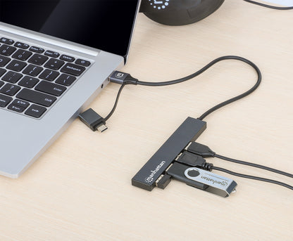 Manhattan 181006 gränssnittshubbar USB 3.2 Gen 1 (3.1 Gen 1) Type-A 5000 Mbit/s Grå