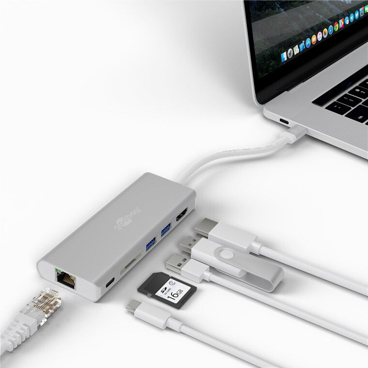 Goobay 76788 dockningsstationer för bärbara datorer USB Type-C Silver