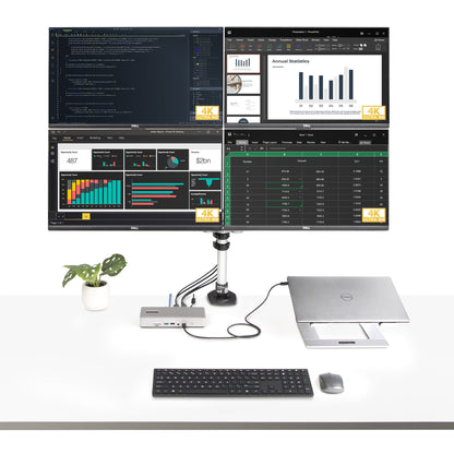 StarTech.com Thunderbolt 4-dockningsstation för flera bildskärmar, dockningsstation för fyra/tre/två bildskärmar - 2x HDMI/2x DisplayPort, 7x USB-hubb, 2,5 Gb Ethernet, 98 W strömförsörjning