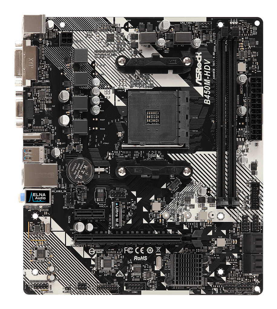 Asrock B450M-HDV R4.0 AMD B450 Uttag AM4 micro ATX