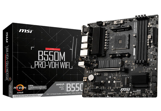 MSI B550M PRO-VDH WIFI moderkort AMD B550 Uttag AM4 micro ATX