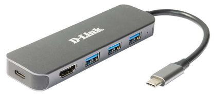 D-Link DUB-2333 dockningsstationer för bärbara datorer Kabel USB Type-C Grå