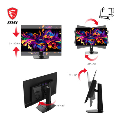 MSI MPG 321URXDE QD-OLED platta pc-skärmar 80 cm (31.5") 3840 x 2160 pixlar 4K Ultra HD Svart