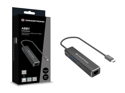 Conceptronic ABBY14B dockningsstationer för bärbara datorer Kabel USB 3.2 Gen 1 (3.1 Gen 1) Type-C Grå