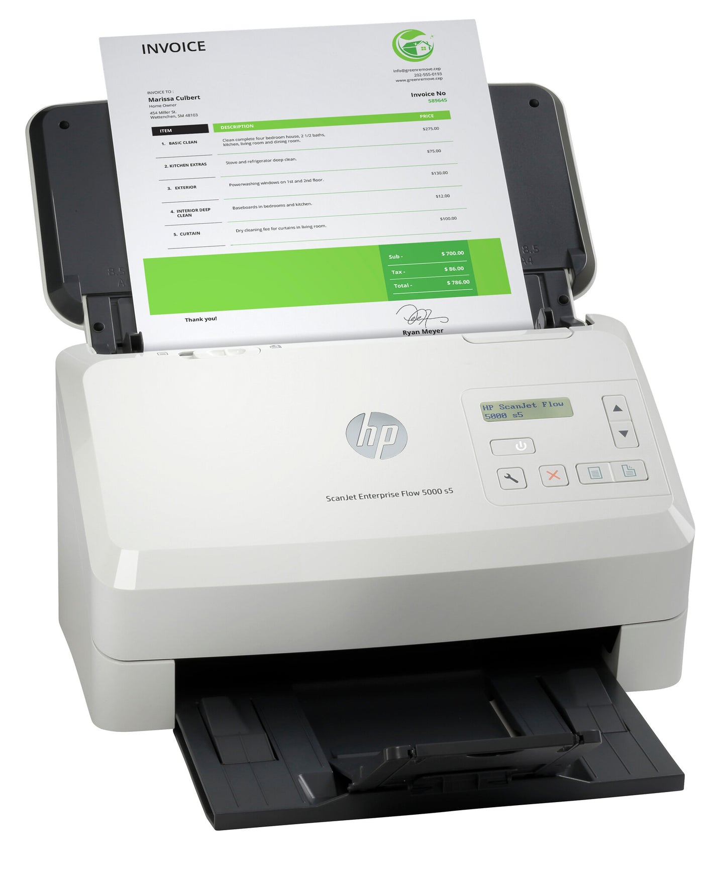 HP ScanJet Enterprise Flow 5000 s5 Arkmatad skanner 600 x 600 DPI A4 Vit