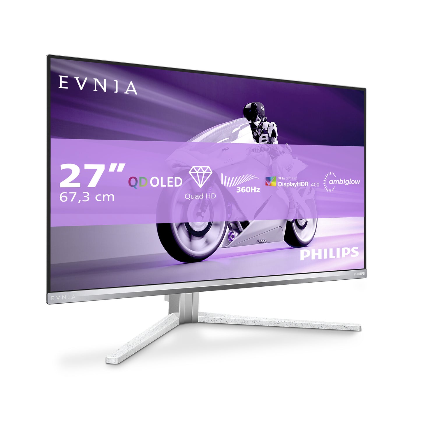 Philips Evnia 8000 27M2N8500/00 platta pc-skärmar 67,3 cm (26.5") 2560 x 1440 pixlar Quad HD QD-OLED Vit