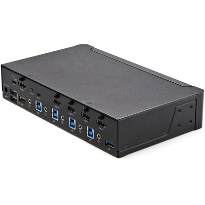 StarTech.com 4-ports HDMI KVM-switch - En skärm 4K 60 Hz Ultra HD HDR - Desktop HDMI 2.0 KVM-switch med 2 portar USB 3.0-hubb (5 Gbit/s) och 4x USB 2.0 HID, ljud - Snabbtangenter för omkoppling - TAA