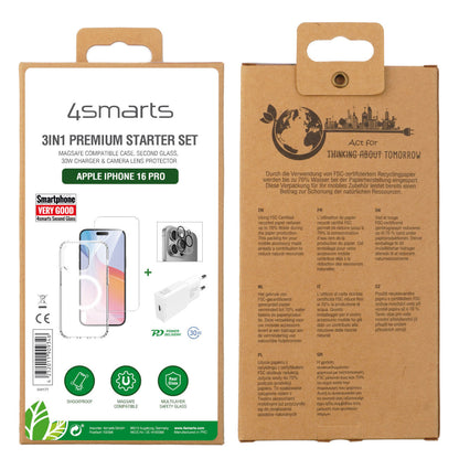 4smarts 3in1 Premium Starter Set mobiltelefon startpaket Transparent, Vit