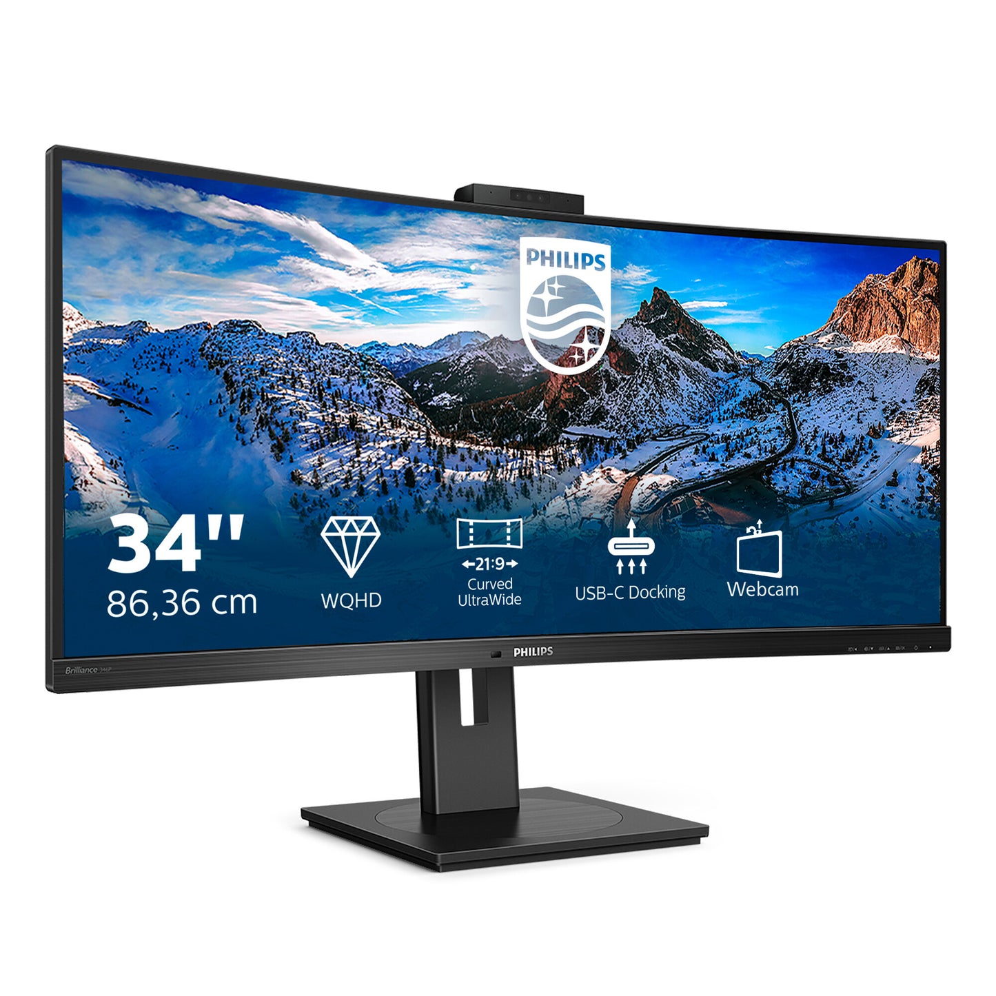 Philips P Line 346P1CRH/00 LED display 86,4 cm (34") 3440 x 1440 pixlar UltraWide Quad HD Svart