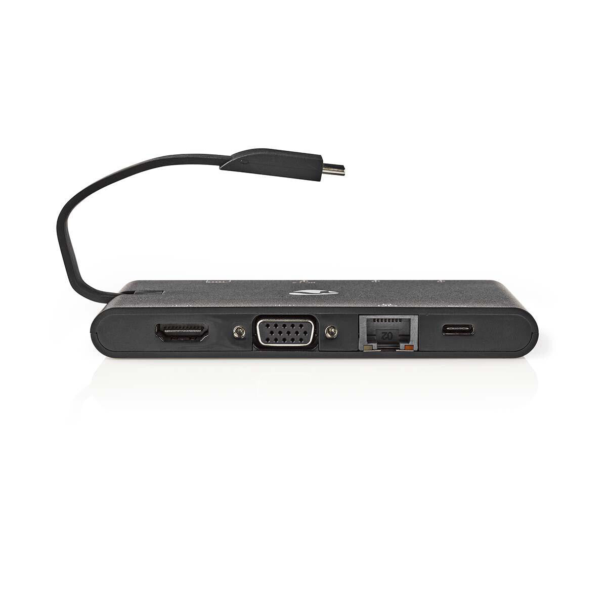 Nedis TCARFD200BK dockningsstationer för bärbara datorer USB 3.2 Gen 1 (3.1 Gen 1) Type-C Svart