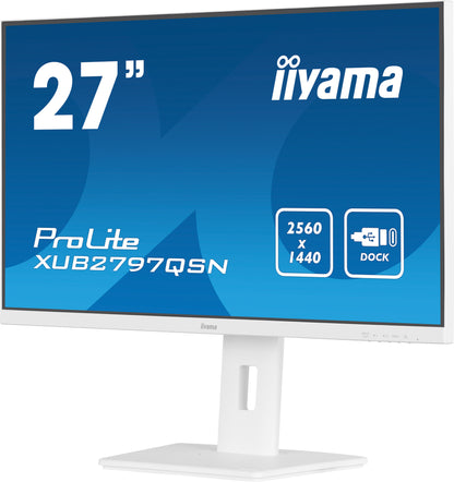 iiyama G-MASTER XUB2797QSN-W2 platta pc-skärmar 68,6 cm (27") 2560 x 1440 pixlar Quad HD LED Vit