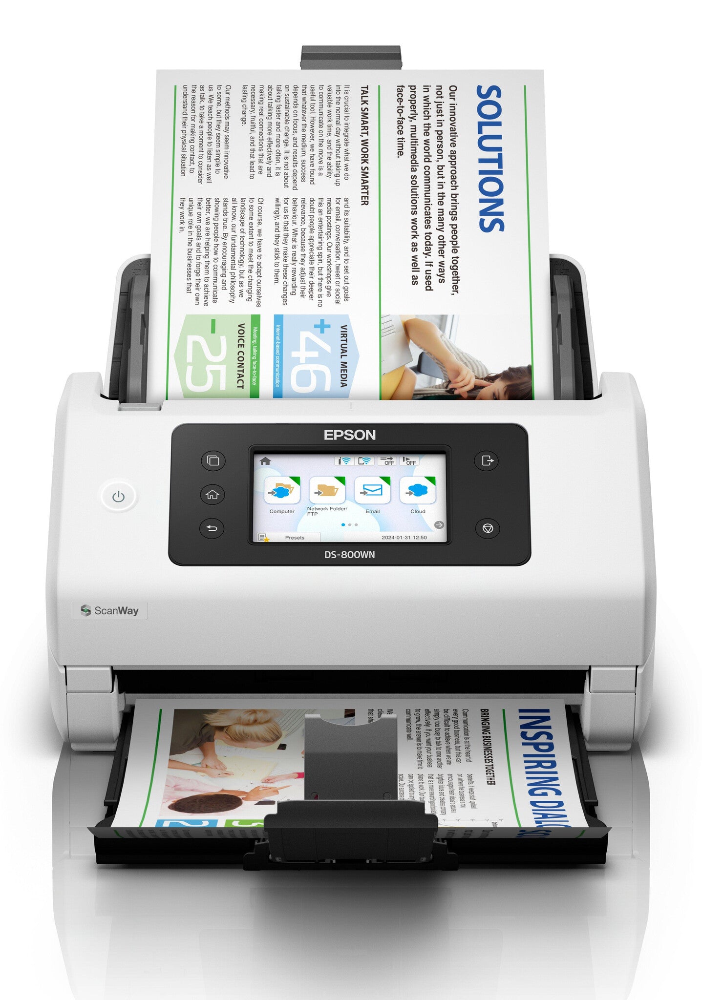 Epson WorkForce DS-800WN Arkmatad skanner 600 x 600 DPI A4 Vit