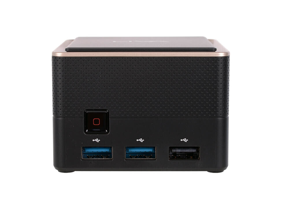 ECS LIVA Q3 Plus AMD Ryzen Embedded V1000 V1605B 8 GB DDR4-SDRAM 128 GB eMMC Mini PC Mini-PC Svart