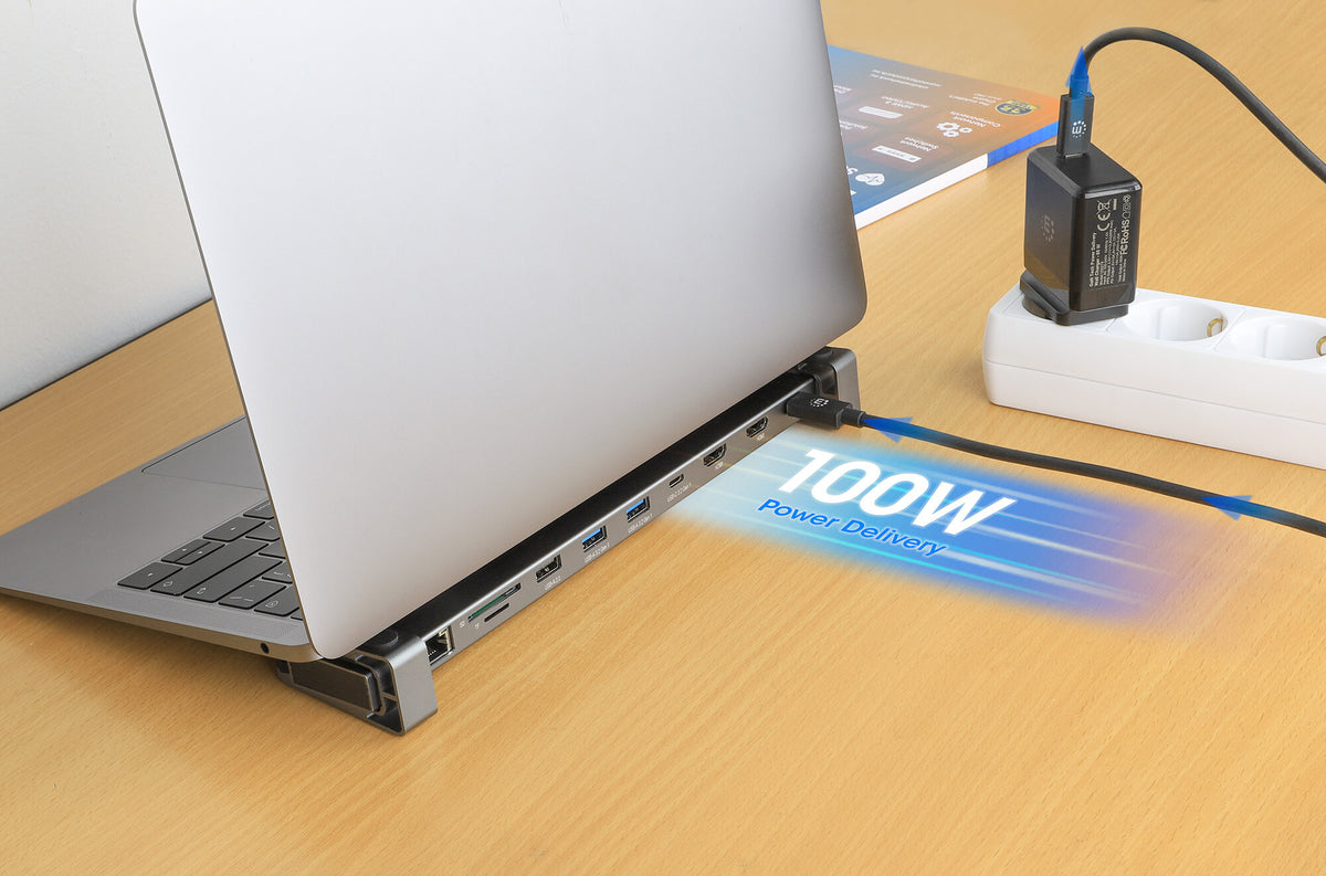 Manhattan 190398 dockningsstationer för bärbara datorer Kabel USB 3.2 Gen 1 (3.1 Gen 1) Type-C Grå
