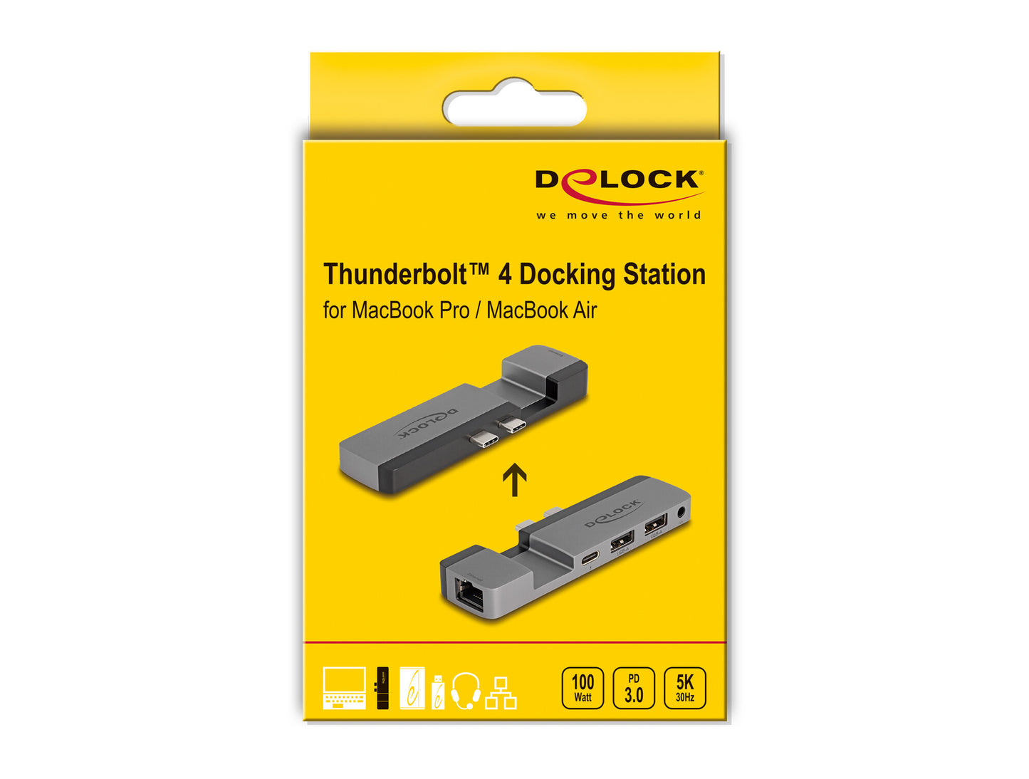 DeLOCK 87757 dockningsstationer för bärbara datorer Dockning Thunderbolt 4 Svart, Grå