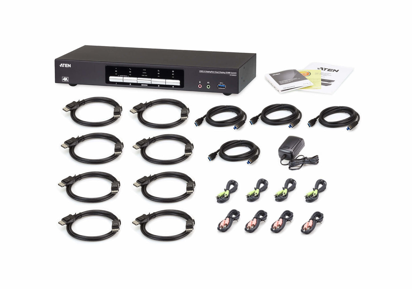 ATEN USB 3.0 4K DisplayPort Dual Display KVMP™-switch med 4 portar