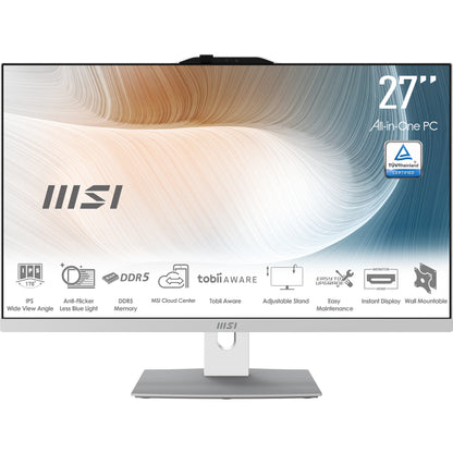 MSI Modern AM242P 1M-1873AT Intel Core 3 100U 60,5 cm (23.8") 1920 x 1080 pixlar Allt-i-ett-dator 16 GB DDR5-SDRAM 256 GB SSD Windows 11 Home Wi-Fi 6E (802.11ax) Vit