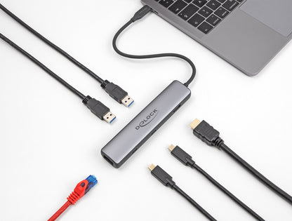 DeLOCK 87865 dockningsstationer för bärbara datorer Kabel USB 3.2 Gen 2 (3.1 Gen 2) Type-C Svart, Grå