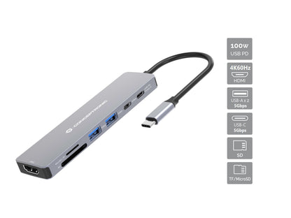 Conceptronic DONN28G dockningsstationer för bärbara datorer Kabel USB 3.2 Gen 1 (3.1 Gen 1) Type-C Grå