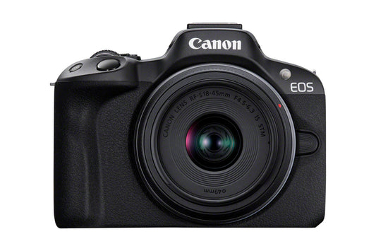 Canon EOS R50, Black + RF-S 18-45mm F4.5-6.3 IS STM Kit MILC 24,2 MP CMOS 6000 x 4000 pixlar Svart