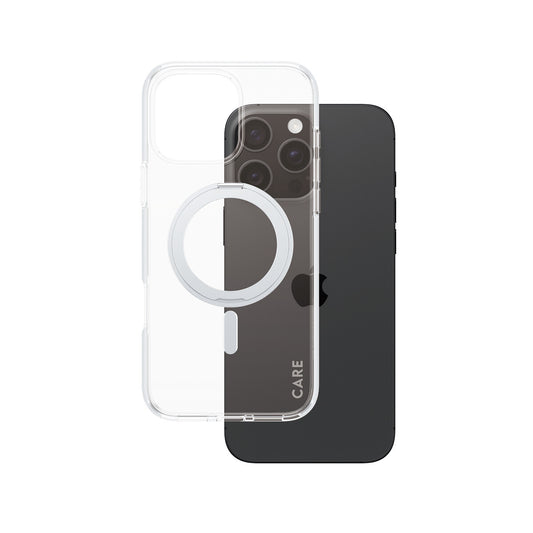 PanzerGlass CARE by ® Feature Case Transparent w. Silver Kickstand & MagSafe iPhone 16 Pro Max mobiltelefonfodral Omslag