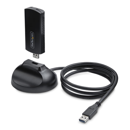 StarTech.com Wi-Fi 6E USB-adapter/-dongel, för stationär/bärbar dator, trådlös NIC med vikbar antenn, WiFi-adapter med stöd för 802.11 b/g/n/ac/ax, 2,4/5/6 GHz nätverkskompatibel