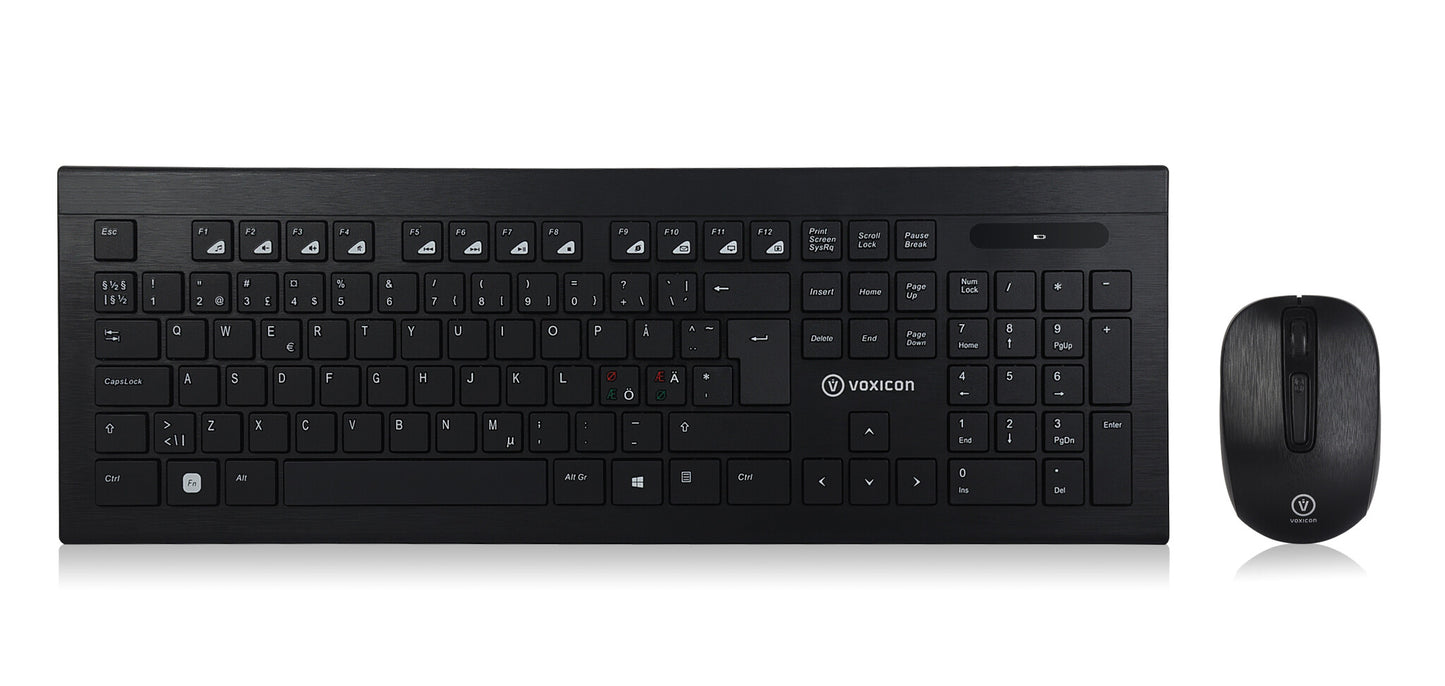 Voxicon 220WL tangentbord Mus inkluderad RF Trådlös QWERTY Nordic Svart